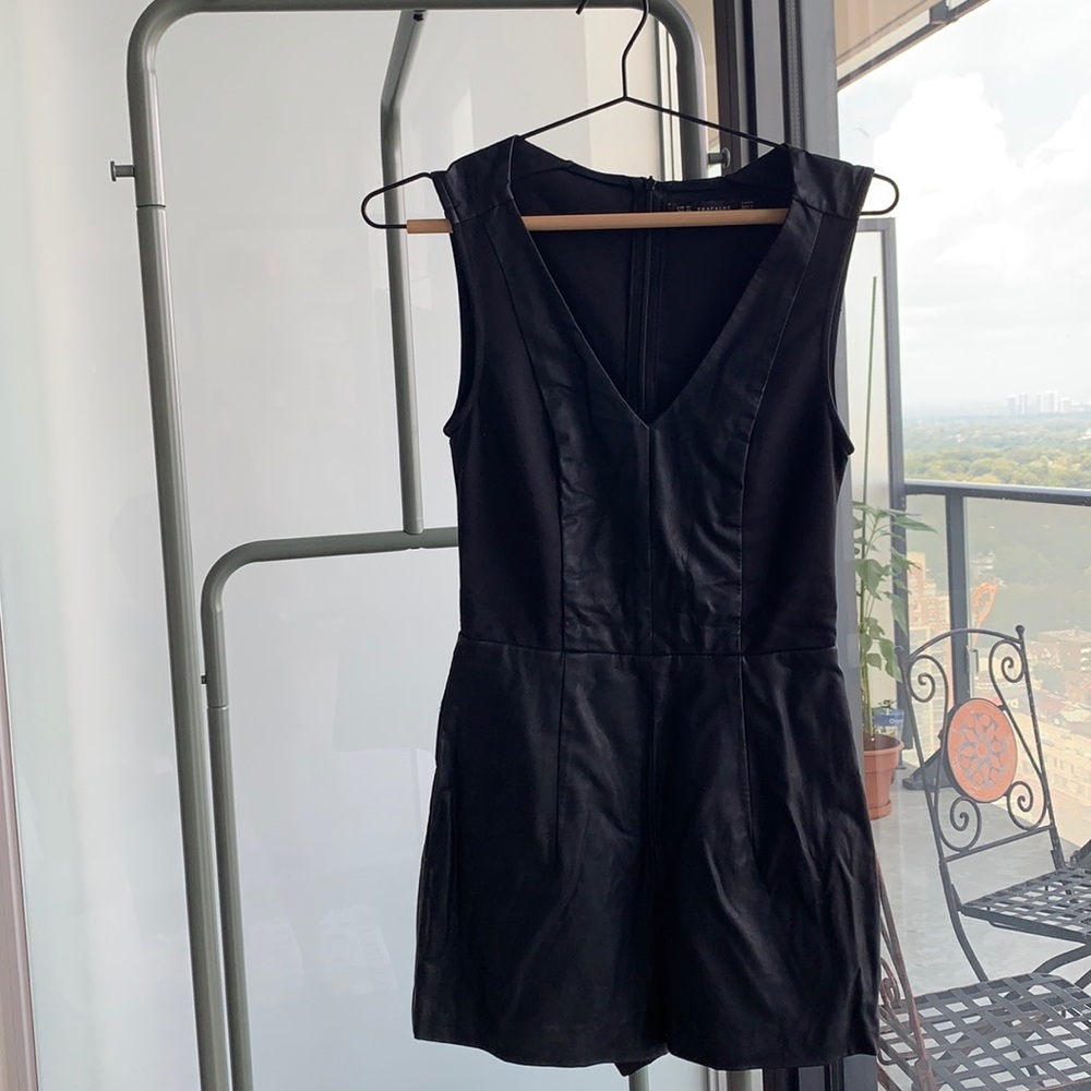 Zara Trafaluc Leather Romper with Pockets